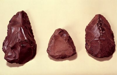 Flint axe heads by Paleolithic